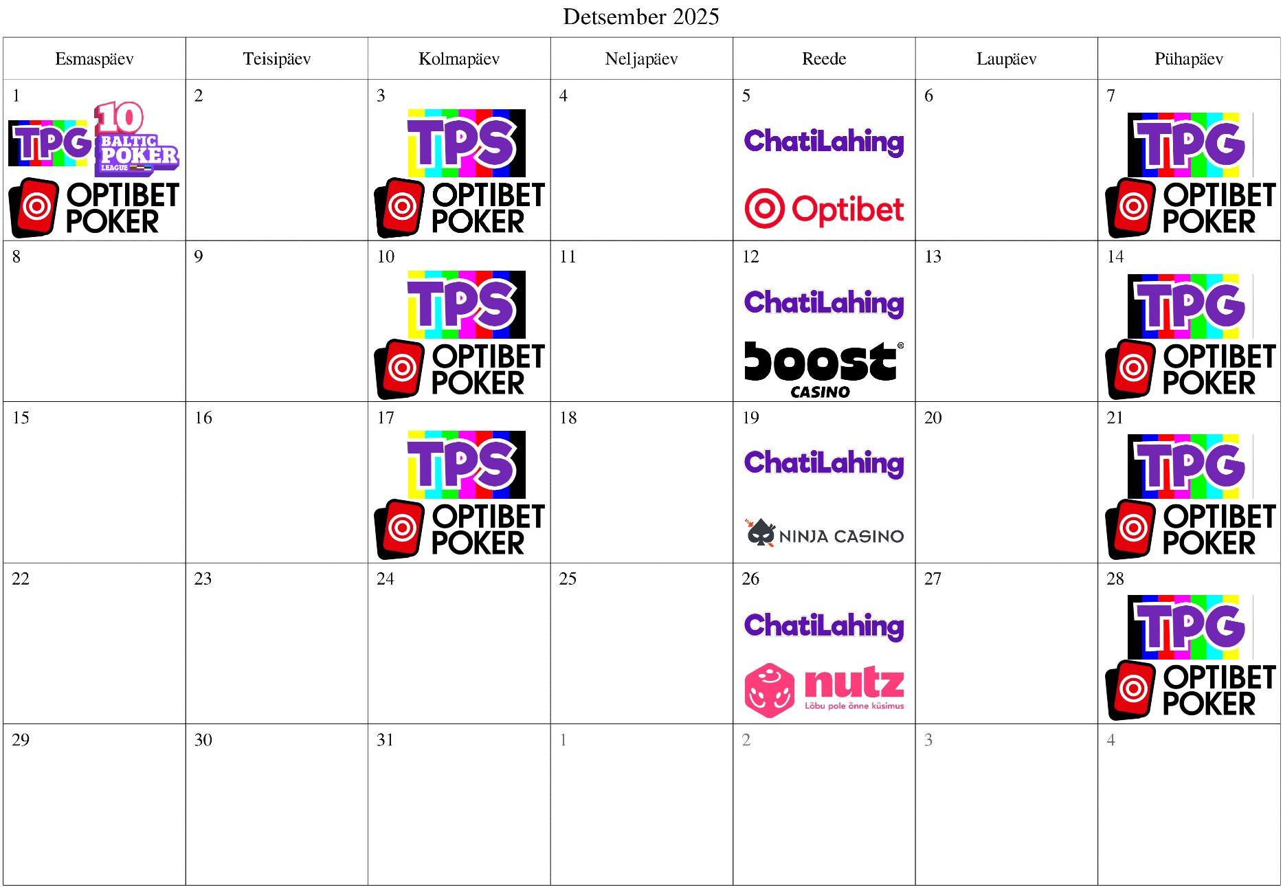 Detsember 2025 koostöö striimid